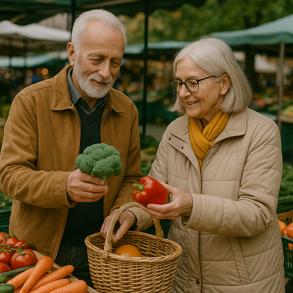 Bild B: Mann und Frau auf dem Markt